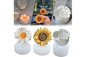 ‎JDH SILICONE 3 Stück silikonform kerzen blumen,3D silikonformen sonnenblumen,gießform blume handgemachte Seife, Formen für Kerzenherstellung, DIY-Kunsthandwerk, Pralinen Fondant-Kuchendekoration