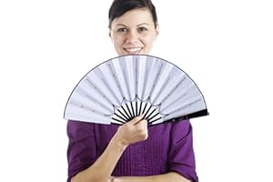 Fowybe Faltbarer Rave-Fächer mit Licht | Led Großer Faltventilator | Bühnenshow, beleuchteter Fan, Geburtstagsgeschenk, Hochzeit, Nacht, Bar, Club, Fluoreszierende Requisiten, Grün