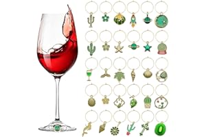 REBECCAGIBSON 31 Piezas Abalorios para copas de vino, abalorios de cristal de vino,marcador cristal, tema playa, marcadores de bebidas, decoración para fiestas, copas de vino