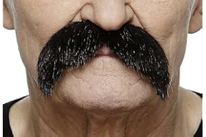 Mustaches Selbstklebender Walrus Gefälschter Schnurrbart, Neuheit, Falsche Gesichtsbehaarung, Kostümzubehör für Erwachsene, Schwarz Glänzend Farbe