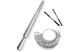 ZHENGYYUU Ringmesser Messen, Ringstock Metall Ringmaß, Ring Sizer Messwerkzeug, Ring Mandrel Kostenlos Ringdorn Set, Ringe Modelle Größenwerkzeug für Herren Damen Schmuck - 4 Stück