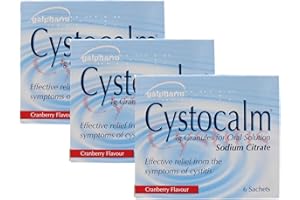 UNIVERSAL BRANDS 3X Cystitis Relief from Burning Pain, Cystocalm 6 Sachets 4g Granules Cranberry
