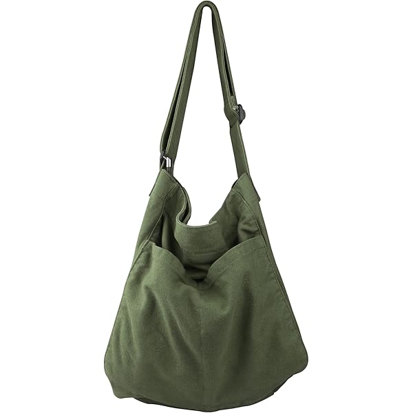 HAN-LBG Schoudertas voor dames en heren, casual schoudertas met verstelbare schouderbanden, lichte draagtas voor reizen, wandelen, werk, Groen, One Size
