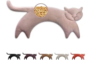 LESCHI Saco Térmico de Semillas para Microondas, Saco de Semillas de 100% Algodón y Trigo Orgánicos, Bolsa Semillas Microondas ideal para Cuello, Cervical y Espalda, 47x23 cm, Gata Clara rosa