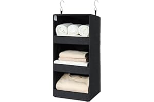 GRANNY SAYS Organizer Armadio da Appendere, Organizer da Appendere con 3 Scomparti, Organizer Armadio Salvaspazio per Vestiti, Nero Appendi Borse da Armadio, Ripiani per Armadio Interno