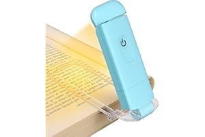 DEWENWILS Lampada da Lettura Ricaricabile, Lampada a Clip per Lettura Nel Letto, 4 Impostazioni di Luminosità, 2 Colori Caldi, Protezione Occhi, Regalo per E-book Bambini, Blu