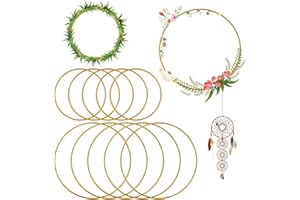 RAFIYU 10 anelli in metallo per fai da te, anello in metallo dorato, 10 cm, 15 cm, acchiappasogni, matrimoni, decorazioni e arazzi, per fai da te, decorazioni floreali