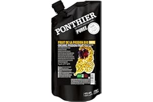 Hymor Ponthier - Purée de fruits de la passion bio - 1 x 1 kg - Purée de fruits de la passion tropicaux bio - Pour shakes, desserts, smoothies, cocktails, bols et céréales