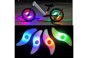 GEU 4Pack Bike Spoke Lights Tire Flash Lamp Multicolour Neon Wheel Flashing Lights with 3 Flash Modes Cycle Wheel Accessories Decoration for Adults Kids Bike Riding at Night (Multicolour+Blue+Green+Red)