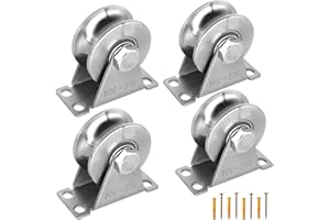 JAHOMFAI U-Type pulley 4pcs steel pulley blocks, quality Single Pulley Wheels with Mute Bearings Groove Sliding Roller, Use for gym Fitness, Material Handling and Moving Mount Pulley Block