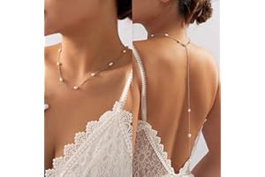 Wendalern Collar De Cadena Larga Para Espalda - Perlas Gota Y Joyería Sexy Para Cuerpo - Telón De Fondo Para Novia De Boda - Para Mujeres