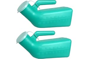 Atoke 2 Pack Male Urinal Urine Bottle for Men,Thick Portable Pee Bottle with Lid for Travel,Hospitals,Emergency,and Camping