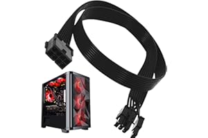 SopwMap 30CM Cable de Alimentación de 6+2 Pines PCI Express para Tarjetas Gráficas GPU, Conector Macho a Hembra, Adaptador de Fuente de Alimentación Interno, Cable de Nylon para Ordenadores PC, Negro
