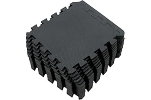 Yostrong® 18 Dalles Tapis Puzzle Mousse de Sol pour Enfant à Bord Droit - Tapis d Eveille Bebe | Tapis de Sport Fitness Antidérapant. Noir. YOC-Db18S18