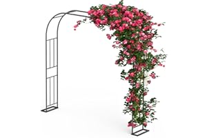 Xverycan Arche Jardin pour Rosiers Plantes Grimpantes, 240x240cm Metal Arceau à Rosiers, 1,2m 1,8m 2,4m Trois Largeurs Réglables, Arche de Rosiers Vigne, Pergola Tonnelle de Jardin, Décoration de Fête