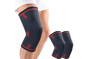 MILAIUN Kniebandage 2er Set, Kiestütze Männer und Damen, kniebandagen mit Anti Rutsch Silikonstreifen & atmungsaktive für Arthritis, Meniskus, Volleyball,Sport, ACL (L | Rot)…