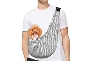 PETLOFT Sac de Transport pour Chien, Réversible Sling Sac de Transport Chien Bandoulière, Réglable Dog Sling, Sac de Transport Chiot avec Crochet de Collier pour Chien/Chat/Lapin Jusqu'à 4.99kg