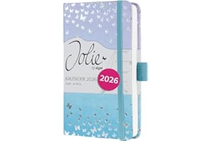 SIGEL J6346 Agenda settimanale Jolie 2026-1 anno - circa A6 - Butterfly Confetti Candy - 2 pagine = 1 settimana - copertina rigida - 80 g/m² - blu/viola - 174 p. - certificazione FSC