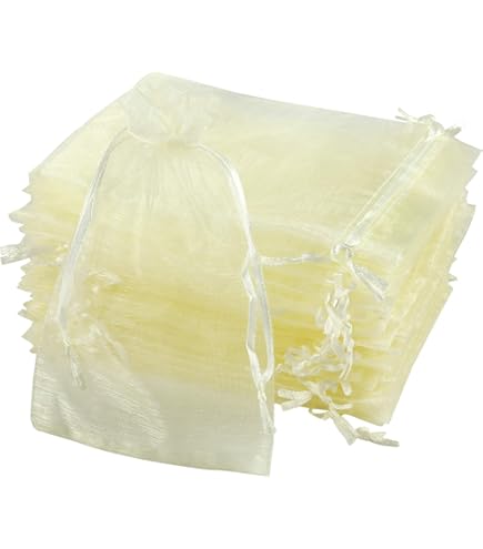 Naler Zakjes, van organza, goud, sieradenzakjes, cadeauzakjes, 10 x 15 cm, 120 stuks