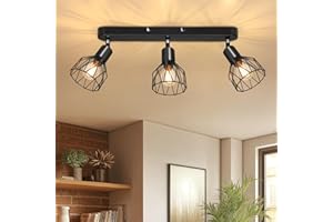 ‎KIMJO Kimjo E14 Deckenstrahler 3 Flammig, Deckenlampe Schwarz, Deckenleuchte Strahler Schwenkbar 350°, Wandstrahler Innen, Modern Deckenspots für Schlafzimmer, Küche, Wohnzimmer (Ohne Leuchtmittel)