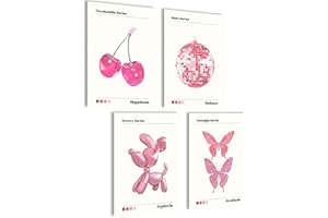mojoliving Aura Y2k Lot de 4 posters Aesthetic Room Decor Y2k Preppy Room Decor Images Aesthetic (Poster esthétique rose rétro, Lot de 4 posters A4 (21 x 30 cm), Sans cadre