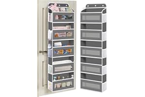 KYEVIS Over The Door Organizer Storage, 5 Shelves Door Organizer Hanging with 10 Mesh Pockets, Behind Door Storage - Ideal for Newborn, Nursery, and Baby Essentials Daily Use（Dark Gray）