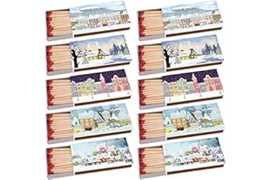 SEPILO Kaminhölzer Winterdorf Kaminstreichholz Zigarrenhölzer Pfeifenhölzer 100mm Streichhölzer Kaminanzünder Zündhölzer Zigarre Pfeife Kamin Grill Kerze Grillanzünder Lange Brenndauer (10 Packungen)