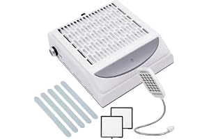 TECKZOON dammsugare för naglar, 100W nageldammsugare med 2-i-1 filter och LED-ljus, roterande justering av sugkraft för manik
