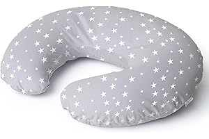 Niimo Nursing Pillow - 100% Cotton Cover with Siliconised Polyester Fibre Filling for Ergonomic Support, 100% Machine-Washable & Dryer-Proof Feeding Pillow (Grey)