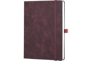 POPRUN Agenda 2026 Semana Vista 22 x 16,5 cm, Tapa Blanda, Marcapágina de Cinta, Una Página por Semanal con Una Página de Notas, 100 GSM Papel EU, Borgoña Oscuro