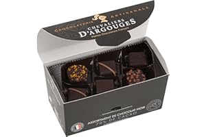 CHEVALIERS D'ARGOUGES Maîtres Chocolatiers Français - Assortiment de chocolats noir 70% - Ballotin dégustation 185g
