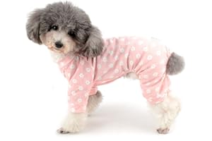 Ranphy Dog Pajamas Cute Cotton Jumpsuit Daisy Soft Comfortable 4 Legs Clothes Pet Outfits Nightdress for Dogs Pink M