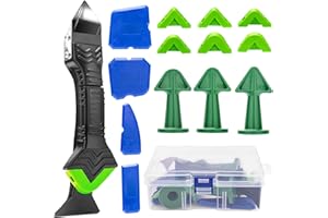Wiseten Herramienta para Calafatear de Silicona 3 en 1 Kit 14 Piezas Alisador de Juntas con Caja de Almacenamiento, Herramienta de Sellado de Silicona para Azulejos de Cocina y Baño