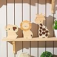 Barydat 3 Pcs Safari Nursery Decor Woodland Animal Nursery Decoration Woodland Nursery Decor Wooden Animal Themed Room Decor for Baby Nurseries, Bedrooms, Lion, Elephant, Giraffe