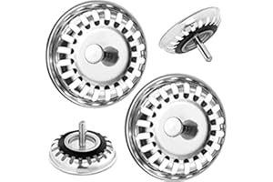 KONAMO 2 Pack Kitchen Sink Strainer Plug, Stainless Steel Sink Drainer Waste Plug Basket Strainer and Plug Replacement for Kitchen Sink (Plug Dia-79.3mm)