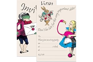 M & G Mustard & Gray Childrens Party Invitations (x24 Invites Only, Alice in Wonderland)