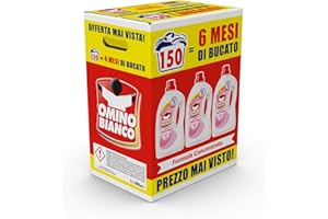 Omino Bianco - Detersivo Lavatrice Liquido, 150 Lavaggi, Rispetta Colori e Tessuti, Fresco Profumo di Ninfea Rosa, 2000 ml x 3 Confezioni