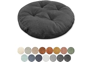 Lsjoaw Cojín redondo de 30 cm de grosor, 6 cm, 1 unidad, cojín de suelo, redondo, cojín para silla, para salón, oficina, sala de conferencias, tejido de pana (negro)