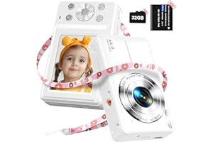 DPFIHRGO Macchina Fotografica Digitale con Scheda 32GB, 1080P Fotocamera Digitale 44MP Macchina Fotografica Compatta con Zoom Digitale 16X e 1 Batterie per Ragazzi, Ragazze e Adolescenti-Bianco