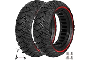 VOLOHAS 10 * 3/255 * 80(80/65-6) Pneu Solide pour Kugoo M4/M4 Pro/iENYRID M4 PRO/Zero 10X / Kaabo Wolf Warrior X/Mantis 10 Trottinette électrique Pneu de Remplacement Anti-crevaison (Rouge 2 PCS)