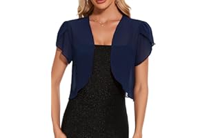 HANERDUN Damskie bolerko, szyfon, letnia, świąteczna, bolerko, Open Fron, elegancki kardigan z dzianiny, rękawy 3/4, lekka kurtka na ramię, Shrug Top