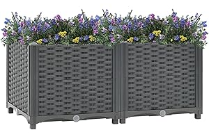 Festnight Maceta de plástico Cuadrado 80x40x38 cm Jardinera para Interior y Exterior Plantas Flores Jardín Decoración