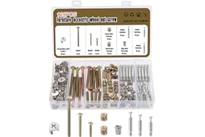 Moendergo 125 pezzi 3 in 1 viti per mobili dadi per letto, Raccordo a camma con tassello e dado preinserito, Dadi per mobili Viti per culla Kit di Assortimento