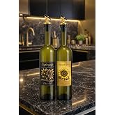 Zeytinyağı ve Ay&ccedil;i&ccedil;ek Yağı Şişesi Seti, Altın Etiket ve Yağdanlık Aparatlı, 750 ml, 2 Adet, Yeşil Cam Şişe (Standsız, Altın)