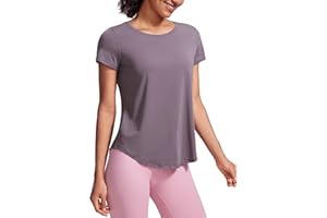CRZ YOGA Donna Cotone Pima Sportivo Top Maniche Corte Fitness Casuale T-Shirt