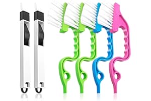 Pure 4Home - Pack Cepillo de Limpieza de Grietas de Cerdas Duras | Incluye 4 Cepillos Curvos y 2 Cepillos Pequeños, Cabezal de Nylon, Multifuncional | Cepillo Limpieza Hogar | Cepillo para Juntas
