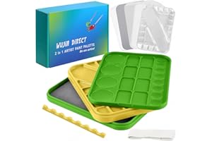 ISWUJIA Wet Palette, Paint Palette 3-in-1 Set, Stay Wet Palette For Acrylic Paints, Including 2 Paint Pallets, 1 Wet Palette, 50 Wax Papers, 2 Durable sponges, 6 Blister Shells