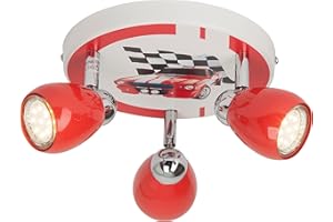 BRILLIANT Lampe Racing LED Spotrondell 3flg rot/weiß-schwarz | 3x LED-PAR51, GU10, 3W LED-Reflektorlampen inklusive, (250lm, 3000K) | Köpfe schwenkbar