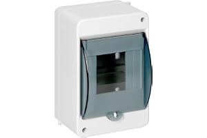MIRATIC Ytmonterad Fördelningsbox 1 Rad Ytmonterad Säkringsbox med Rökfärgat Lock med N+PE-skena Vit Trädgård Utomhus Våt IP40 (4 moduler)