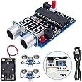 Youmile Ultrasonic Ranging Alarm Learn to Solder Electronics Kit with USB to DC male cable Battery case HC-SR04 Ultrasonic Sensor Module,for Soldering Practicing DIY
